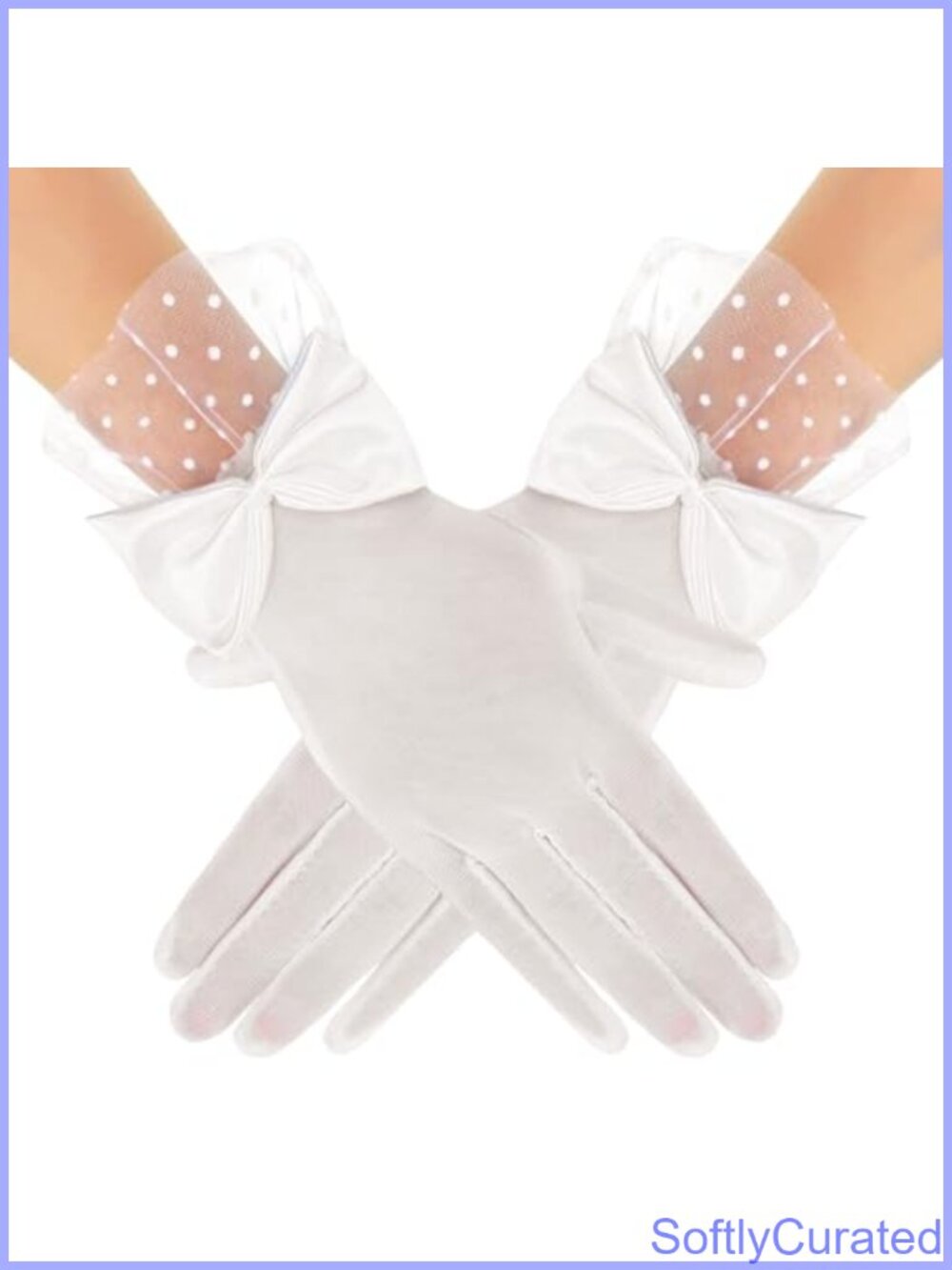 Sheer Tulle Lace Bow Short Mitten Gloves Elegant Occasion Accessories
